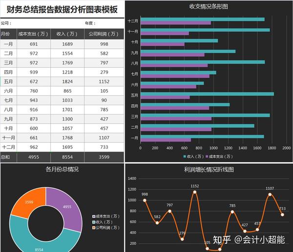 这才是领导想看的财务分析表，你的只是流水账！图表结合拿来即用