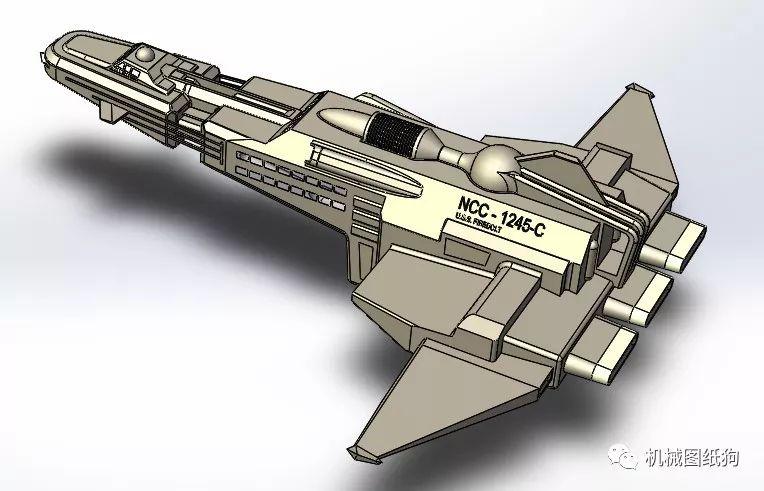 飞行模型ussncc1245星际联邦宇宙飞船3d图纸solidworks2014设计星舰