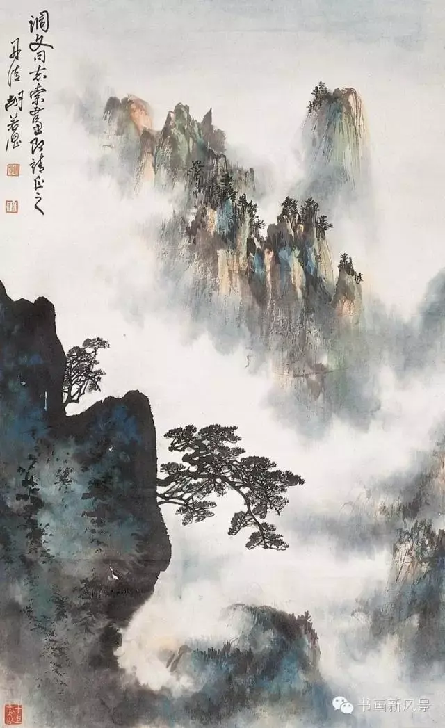 中国繪 黄山雲海　1985年 他们画的黄山云海，看醉了！_黄纯尧