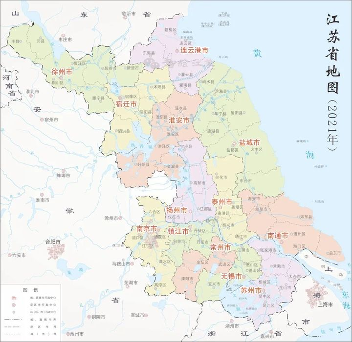 江苏省2023年版行政区划地图(含13大地级市高清地图) - 知乎