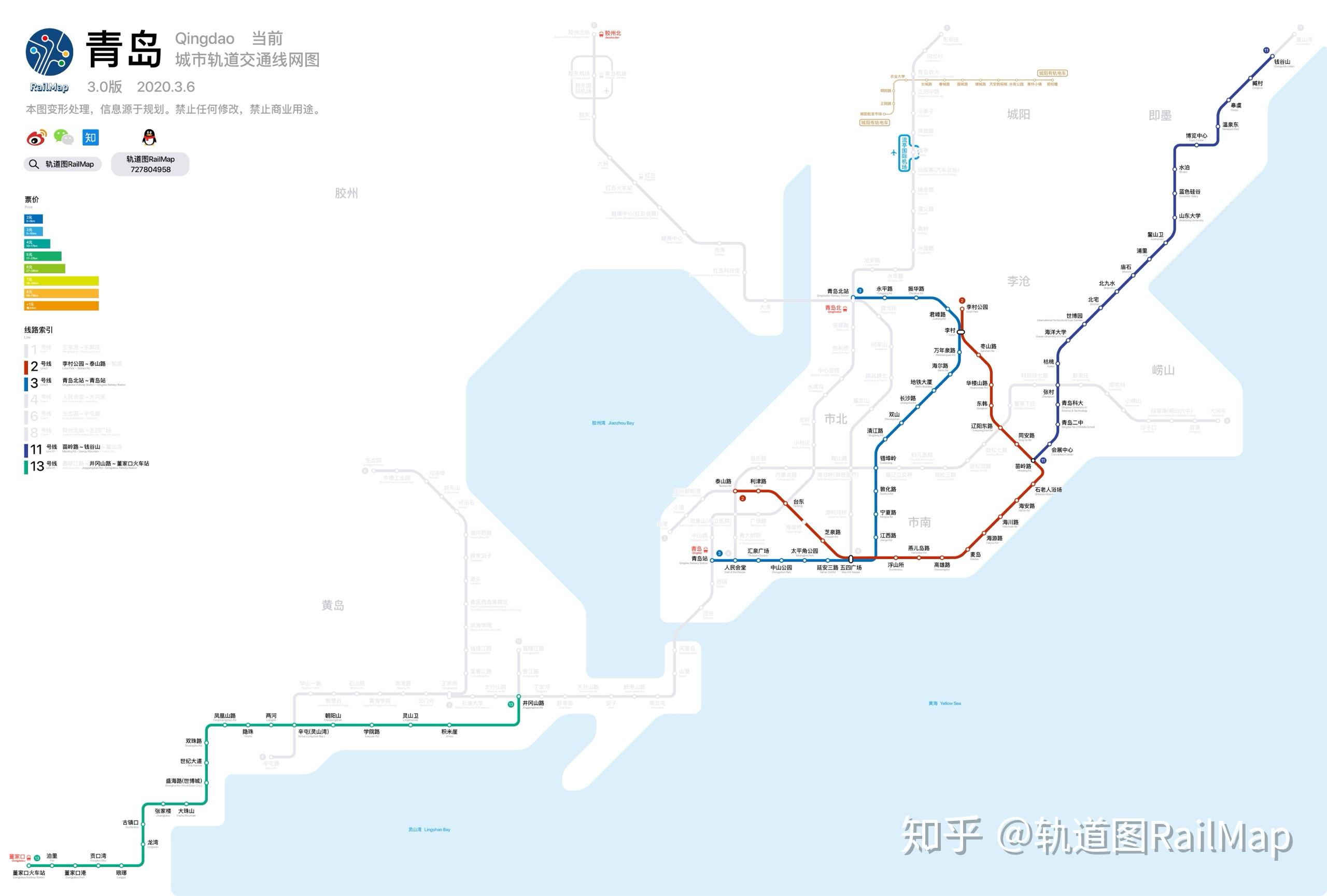 【轨道图railmap】青岛地铁线网图2024年/当前