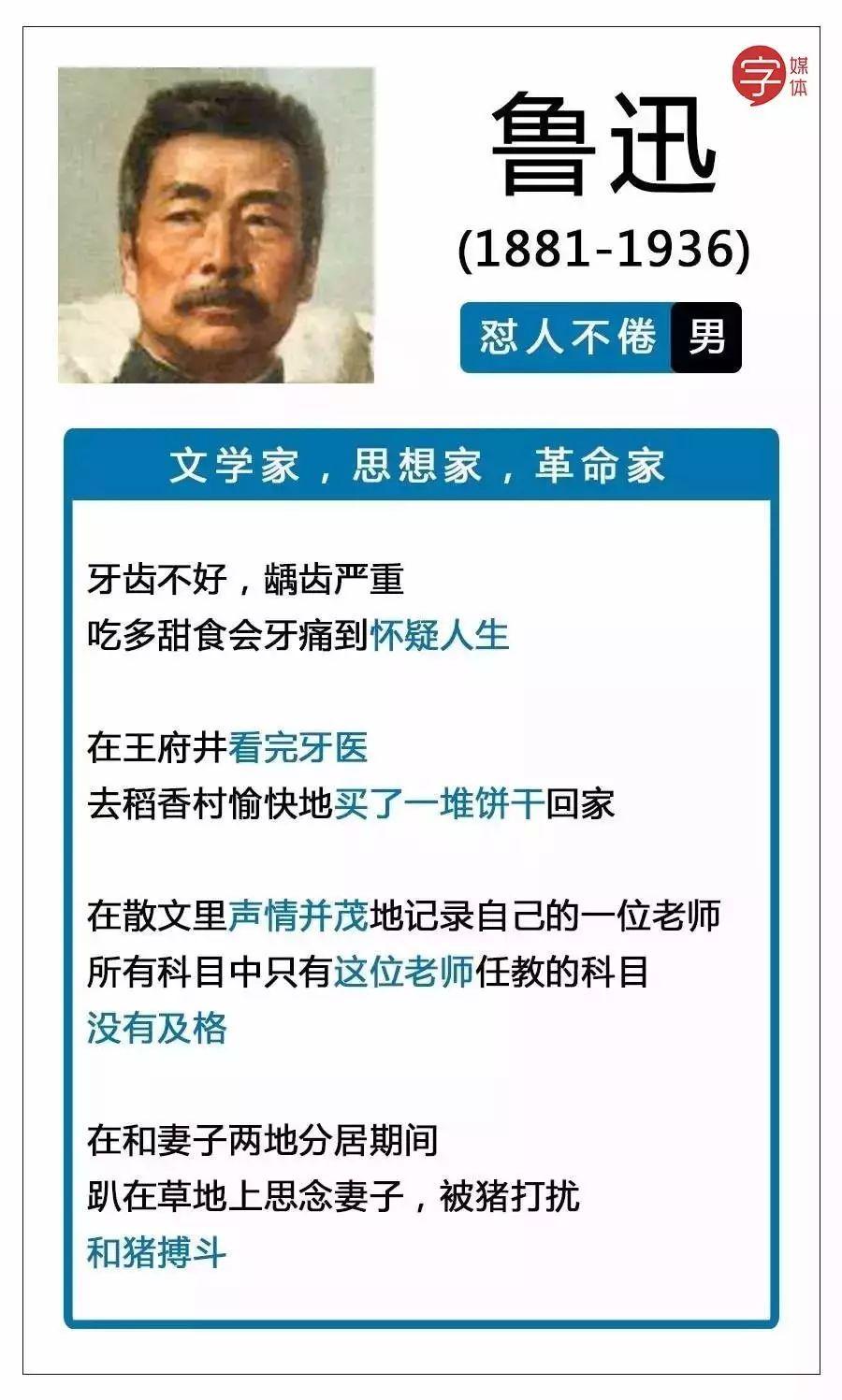 一张图看完我国文豪们的黑历史