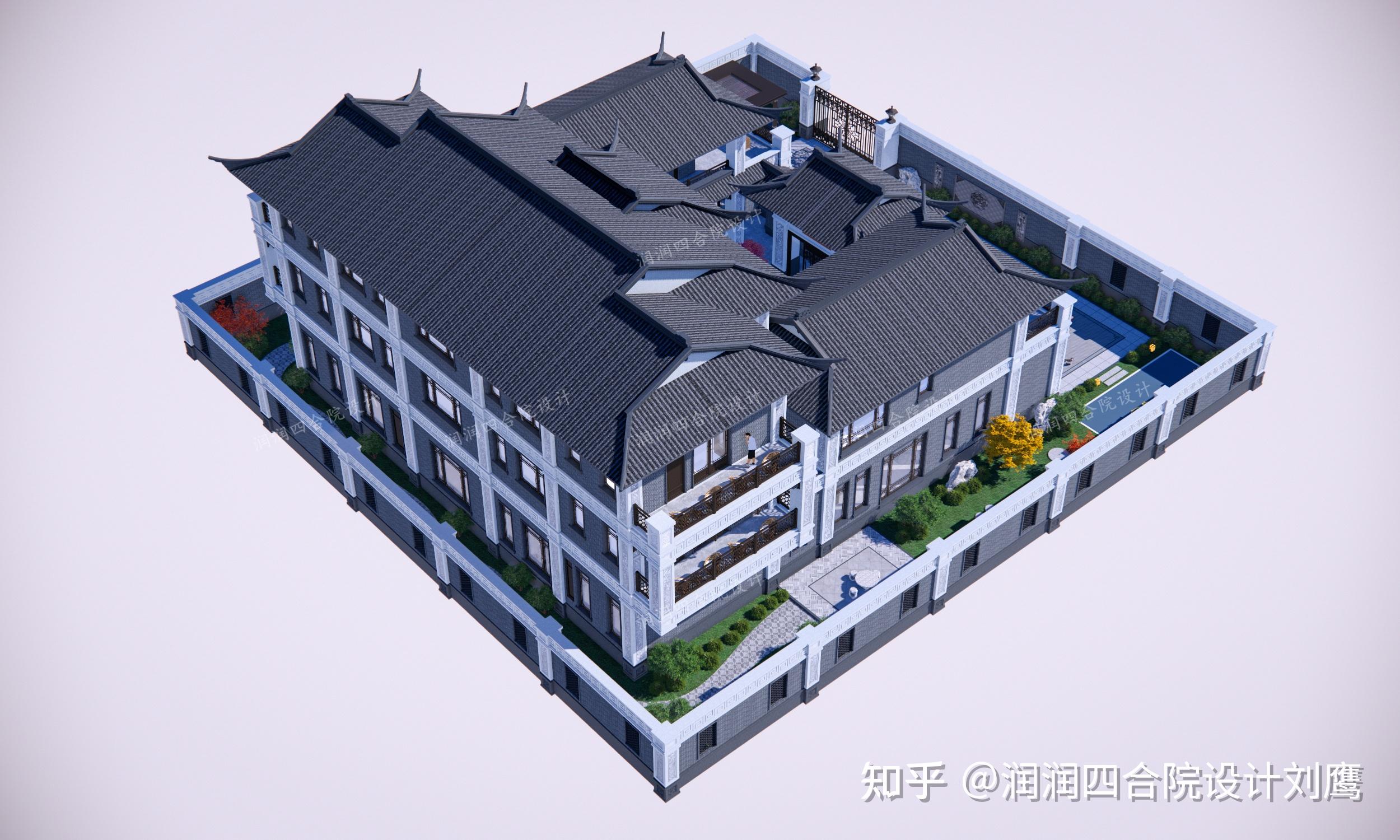 润润四合院设计刘鹰:潮汕中式三层四合院25×26.5,青砖与石材搭出别致的古朴高级感 - 知乎