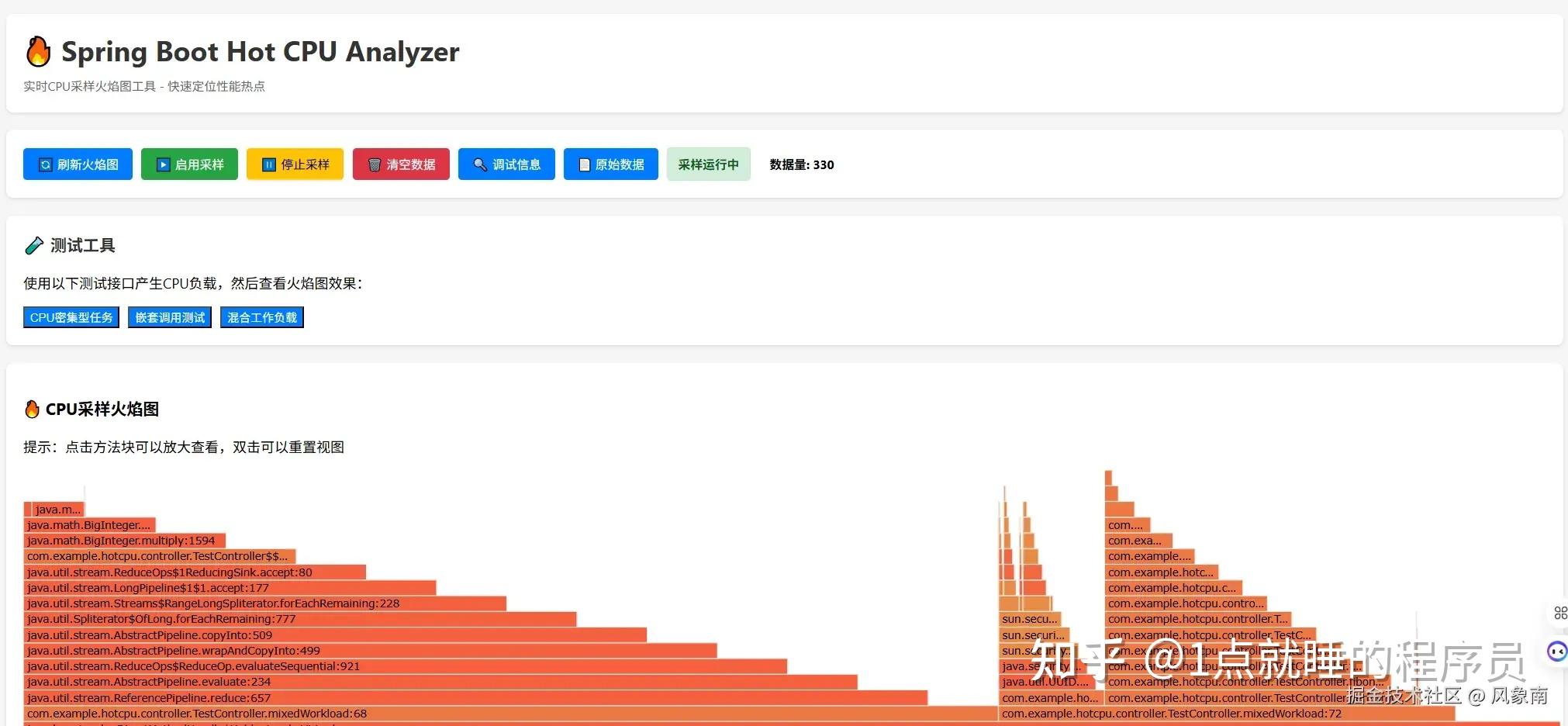 SpringBoot 程序 CPU 飙升排查：自制「方法级采样火焰图」 - 知乎
