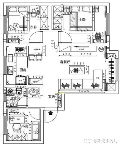 三室一廳裝修，91平米北歐風(fēng)格裝修效果圖，這樣的婚房太羨慕了，真心漂亮