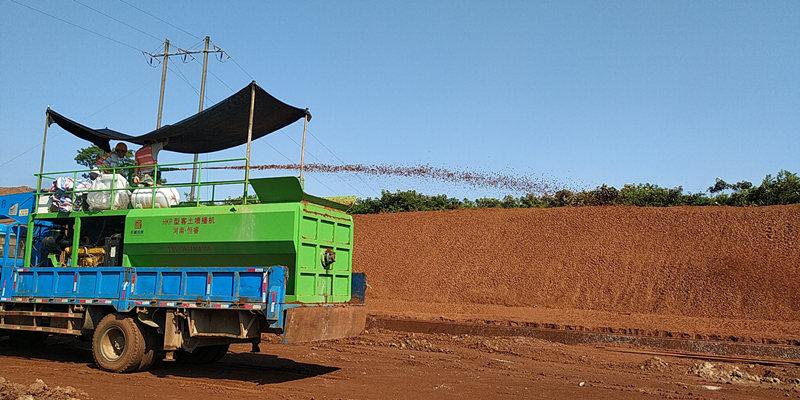 恒睿高分子团粒喷播机帮你解决绿化喷播基材防雨水冲刷难题