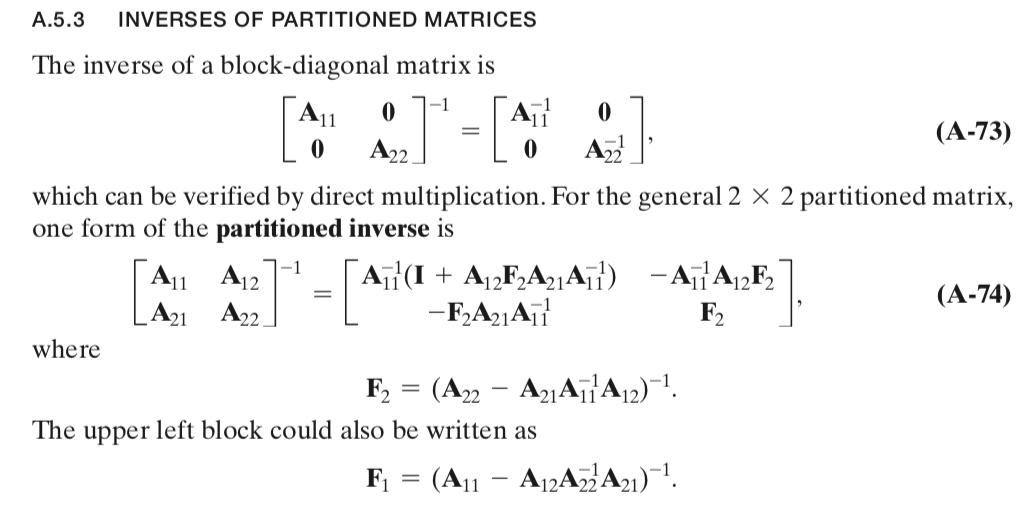 分块矩阵求逆公式