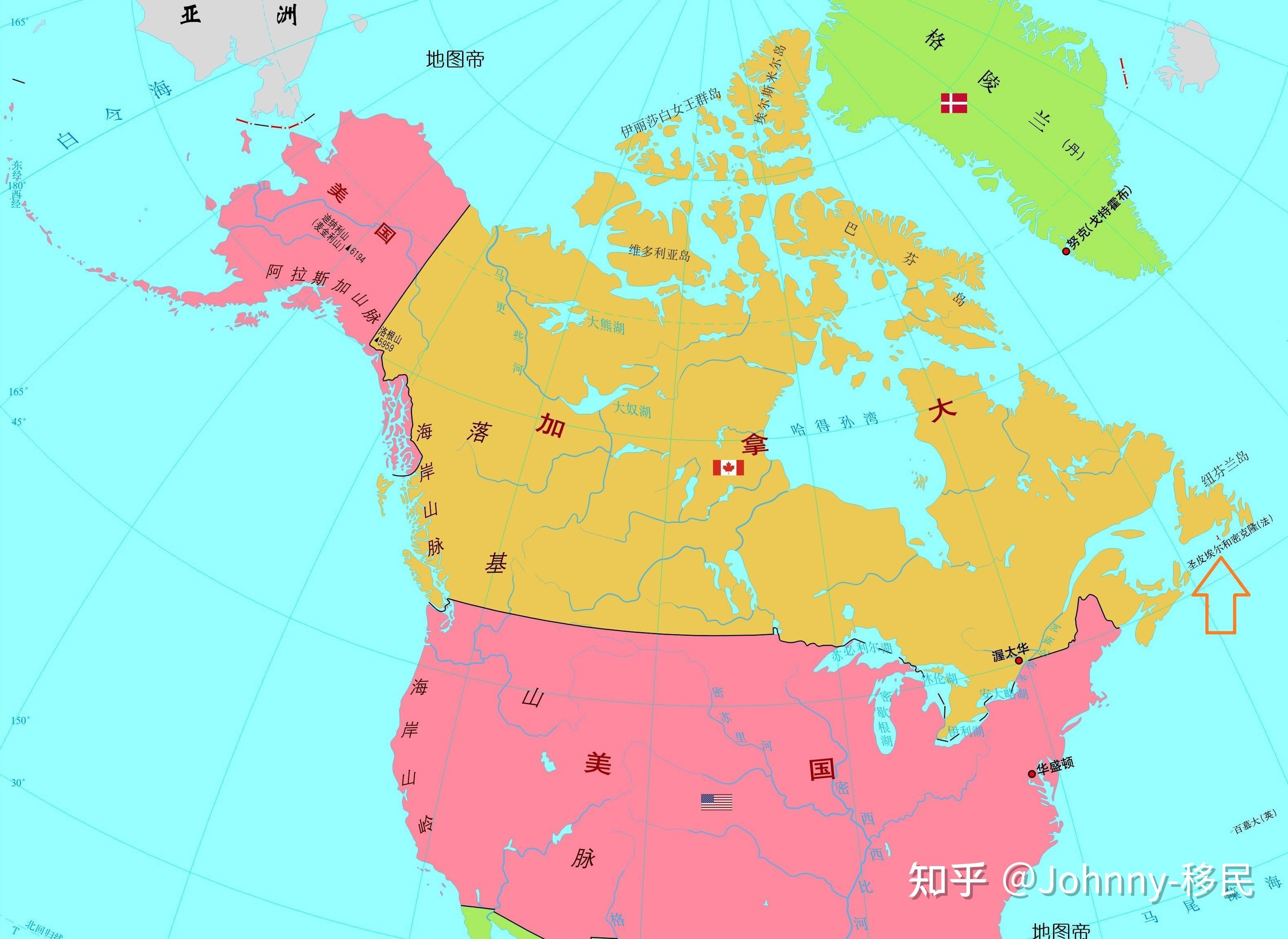 首先我们来看一下这个国家的地理位置,加拿大位于哪里呢?