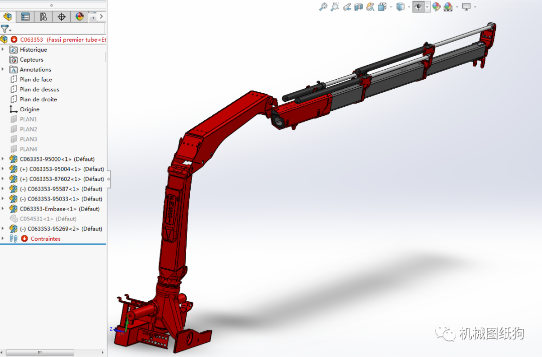 工程機械大型工程機械伸縮臂結構3d圖紙solidworks設計