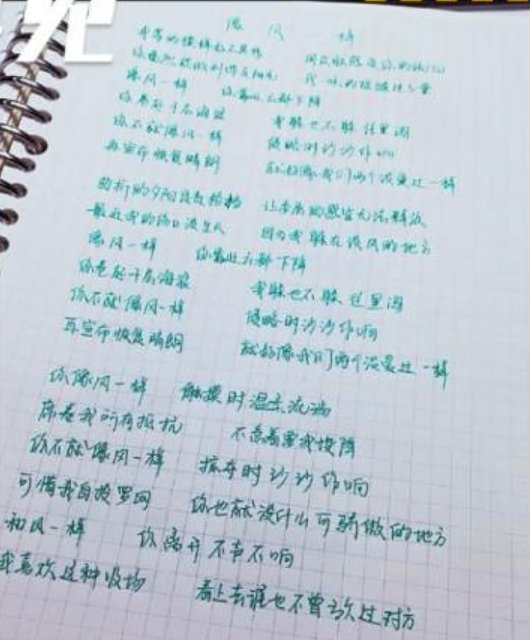 送人手抄歌词整首好还是段落好?