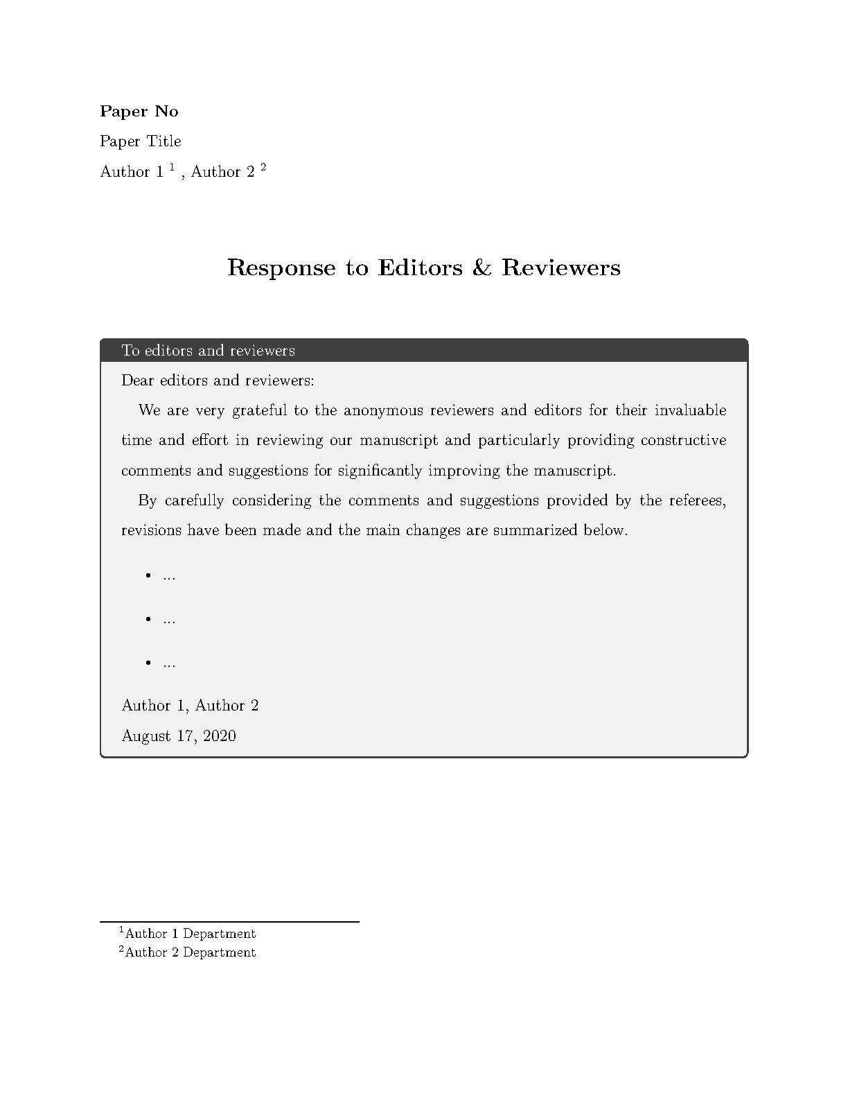 Response Letter To Reviewers Example Response Letter To Reviewers Example