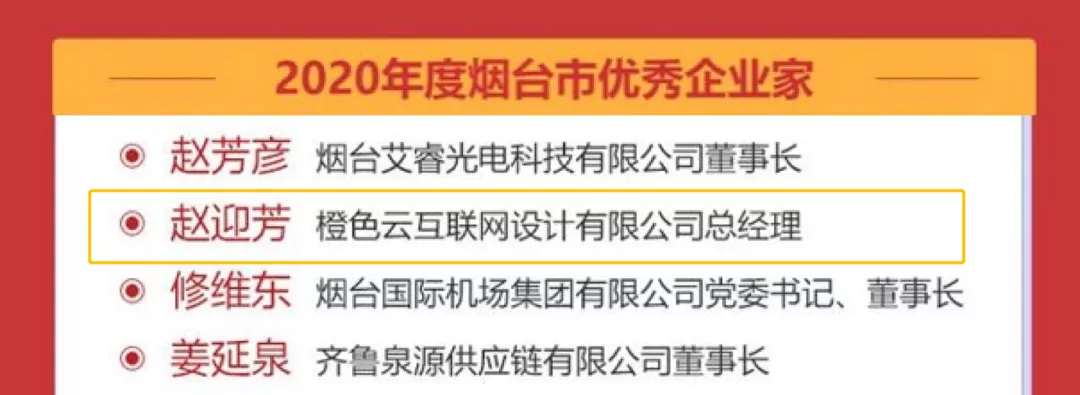 橙色云创始人孙伟杰、总经理赵迎芳分别获得十佳功勋企业家、优秀企业家勋章