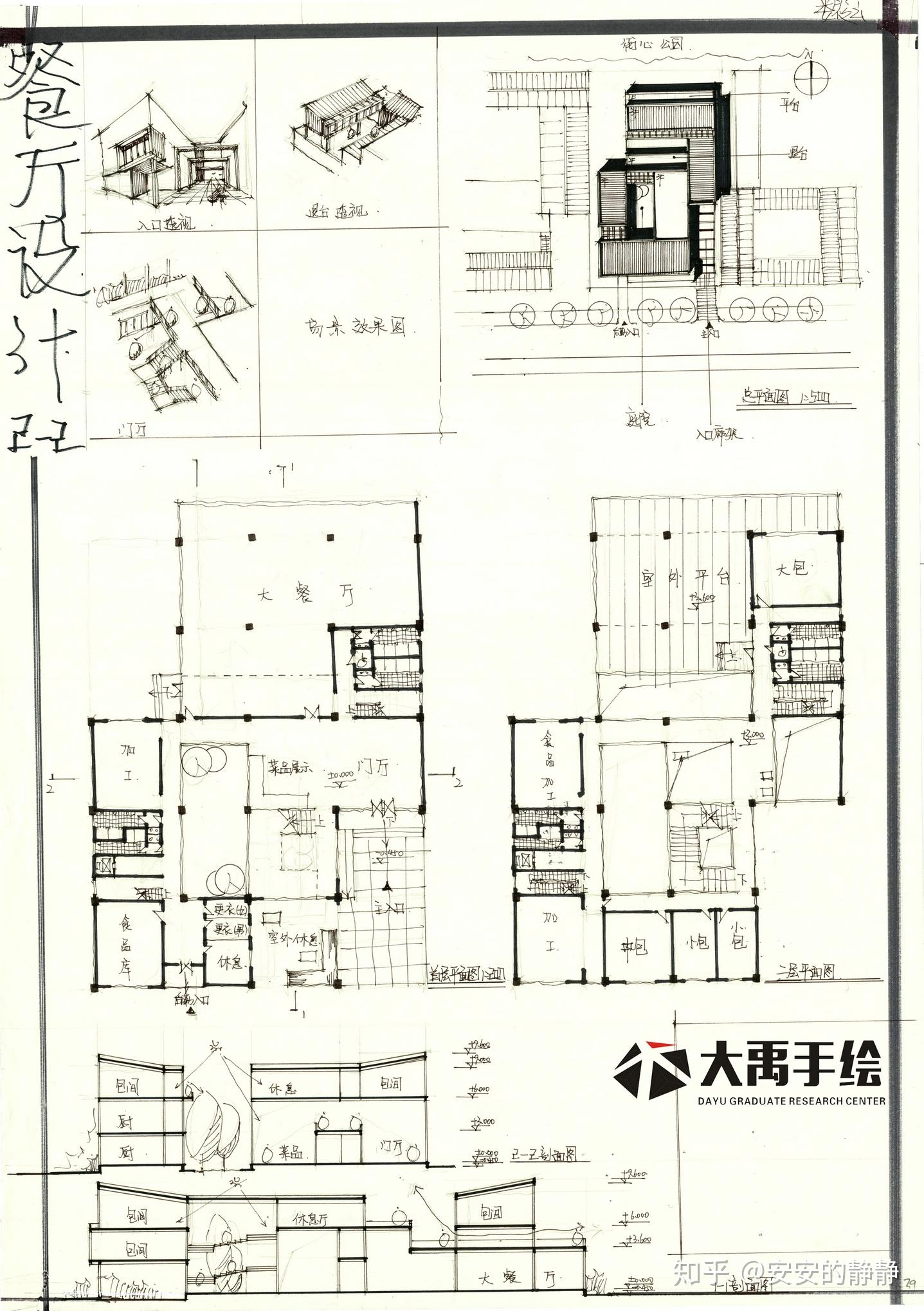 建筑考研快题方案设计【餐厅】 - 知乎