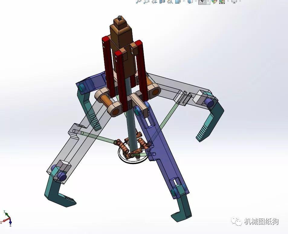 工程機械娃娃機抓取機械爪模型圖紙solidworks設計