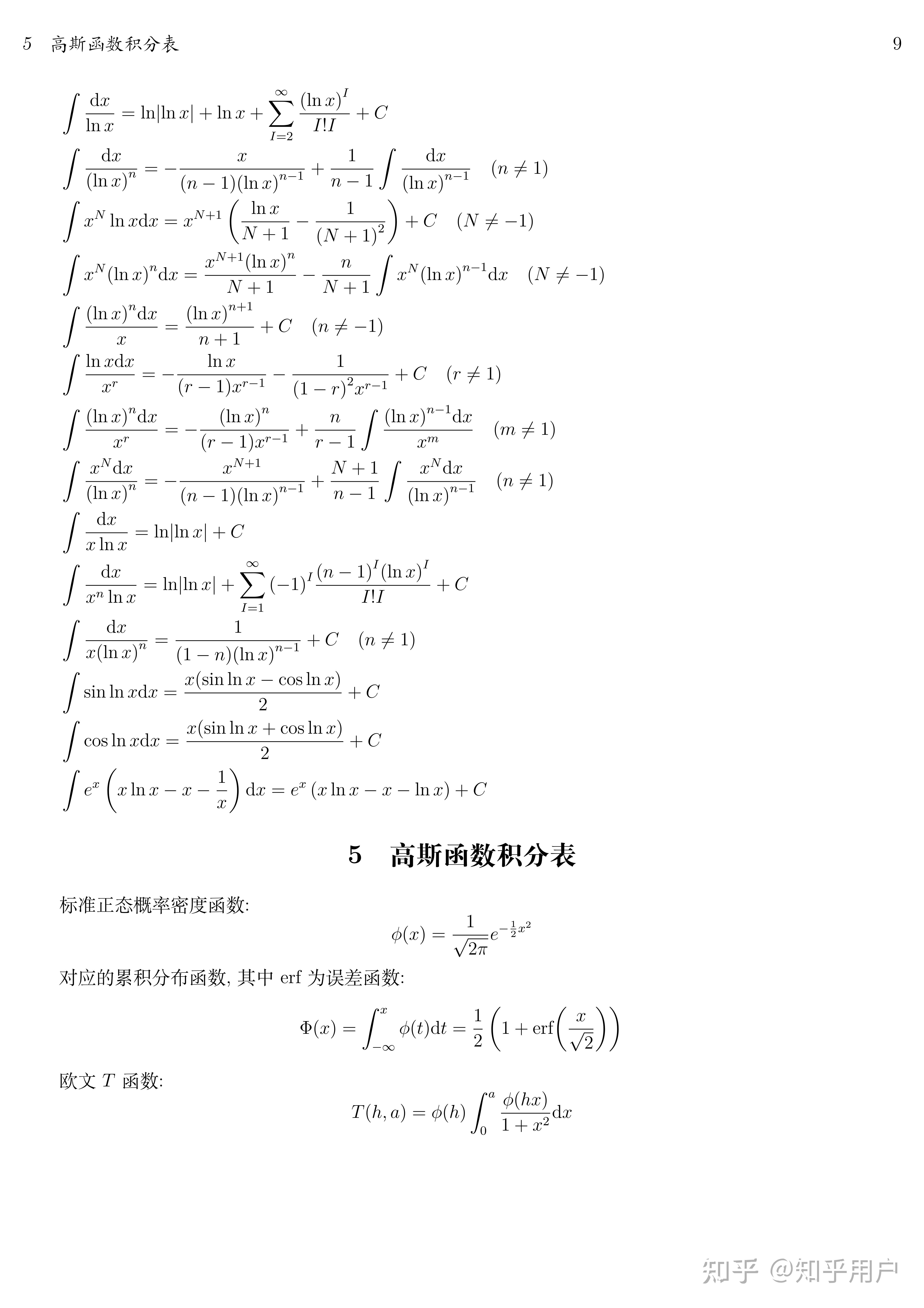 史上最全的积分表 - 知乎