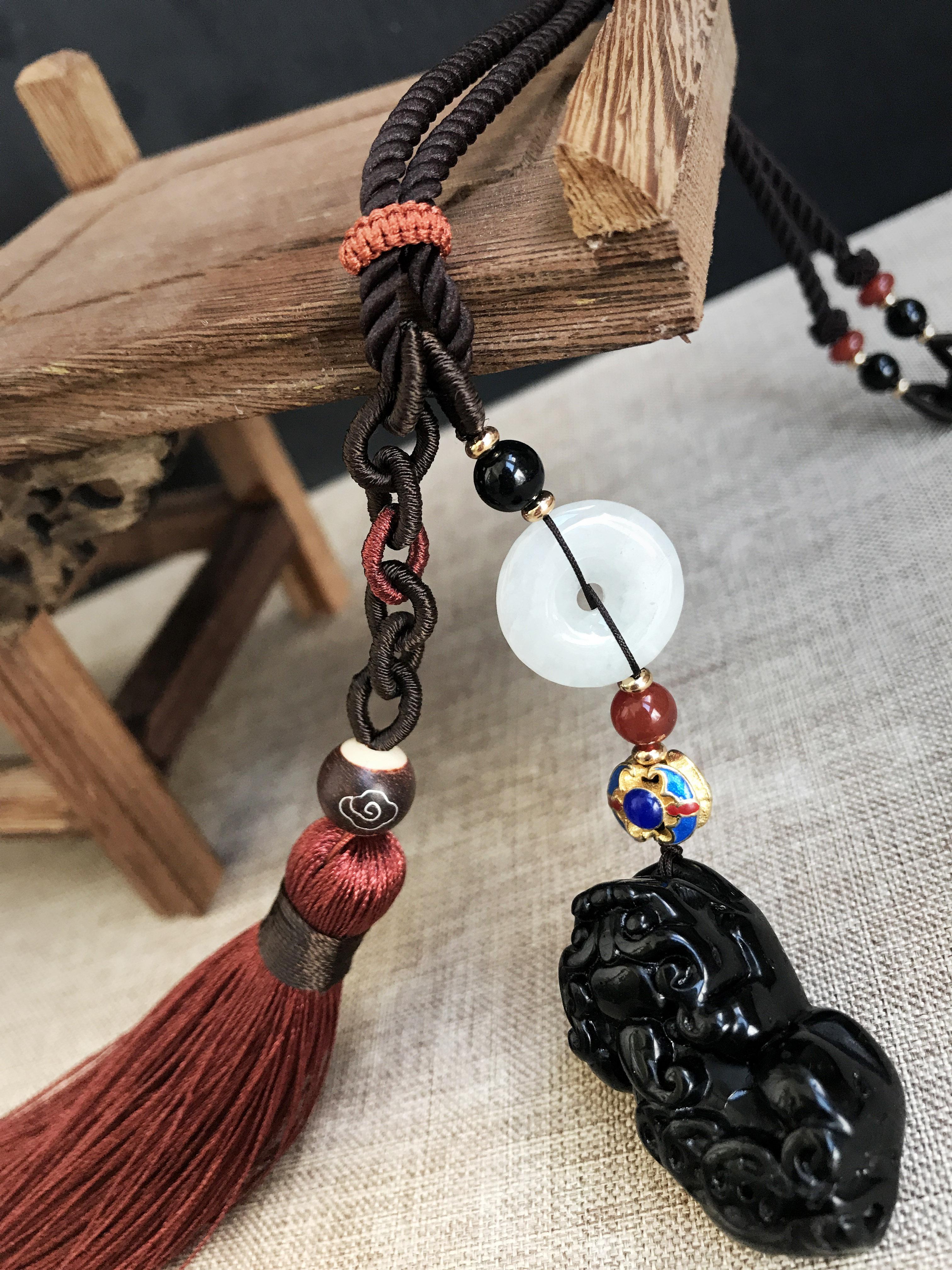 黑曜石车挂《貔貅 驱邪 护身符》