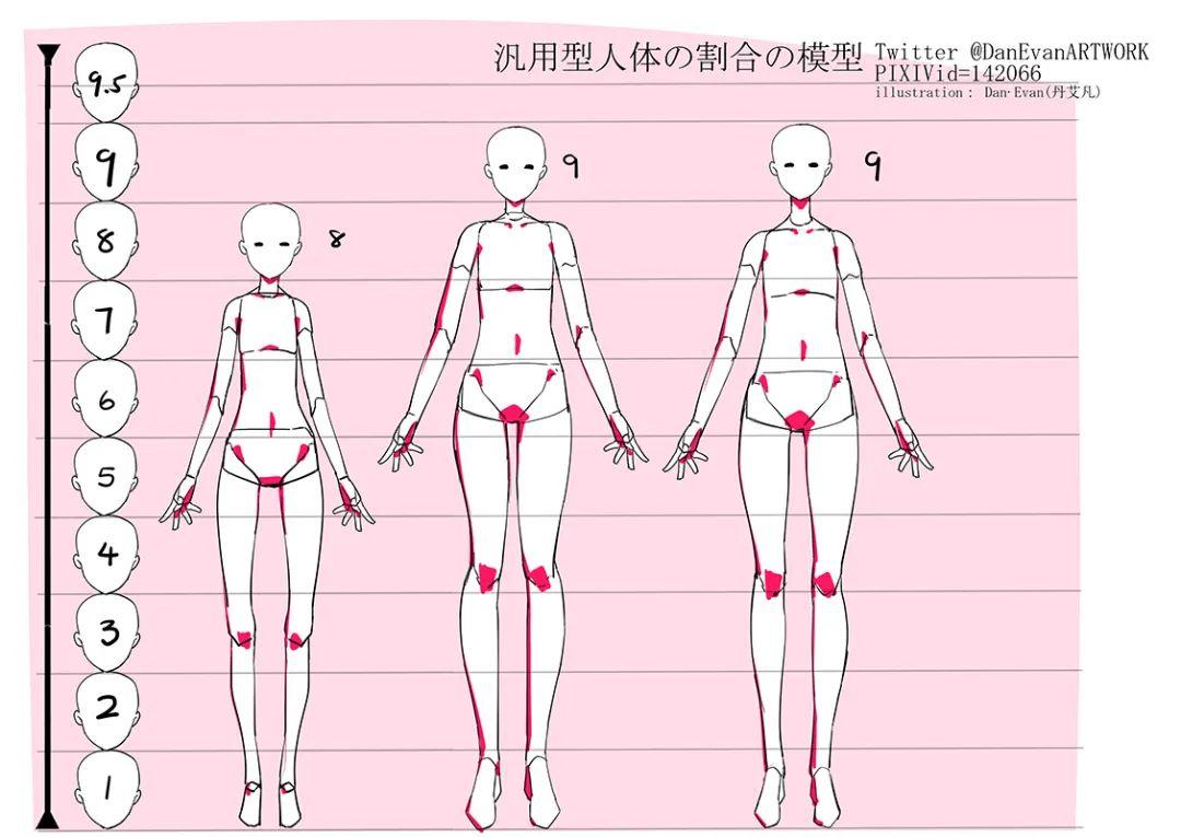 身體比例值都會隨之改變不同性別,不同年齡的人物