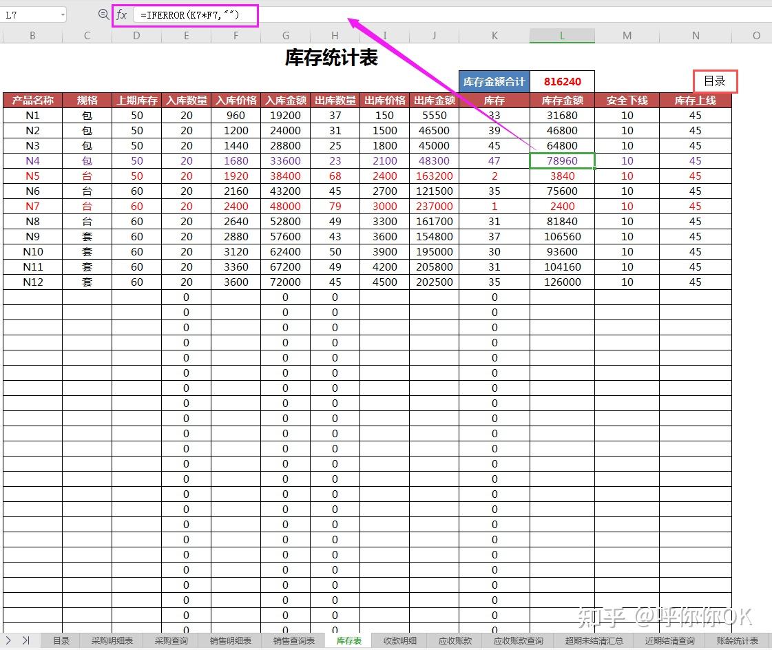 全自動excel進銷存及利潤管理系統實時庫存庫存自動結餘