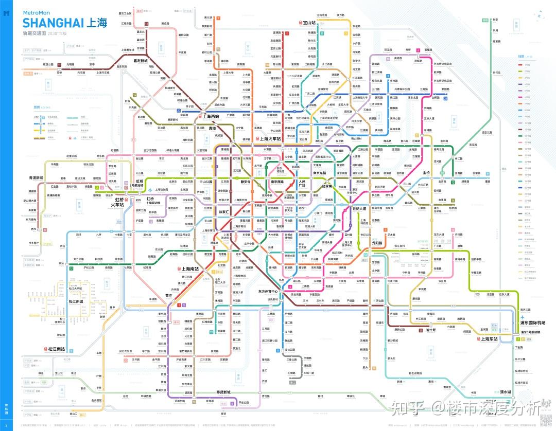 上海地铁2030年线网司一图(规划)地铁6号线,成为上海最短,最小最拥挤