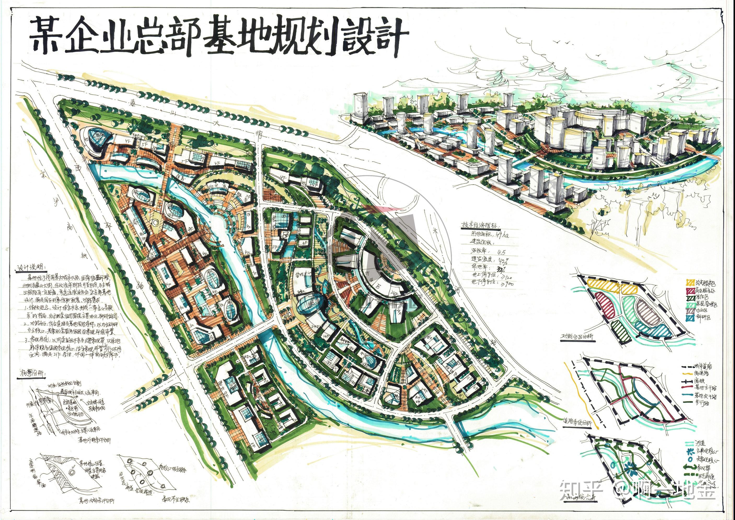 今日分享二科技园规划设计大禹手绘规划快题优秀作品欣赏
