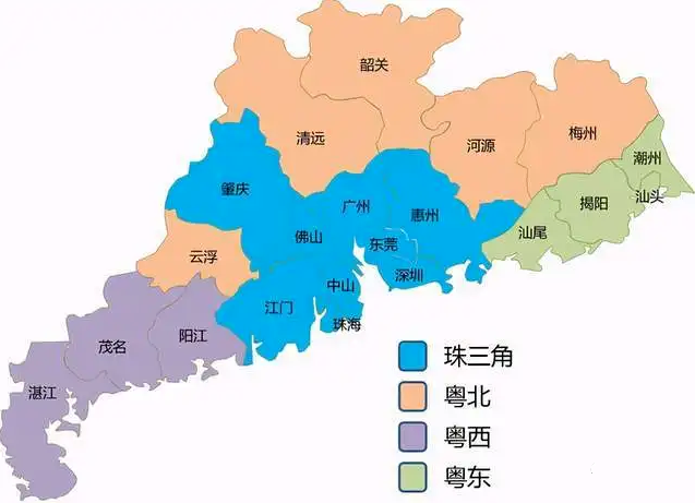 珠三角包含有广州,深圳,佛山,肇庆,珠海,东莞,惠州,中山,江门九个城市