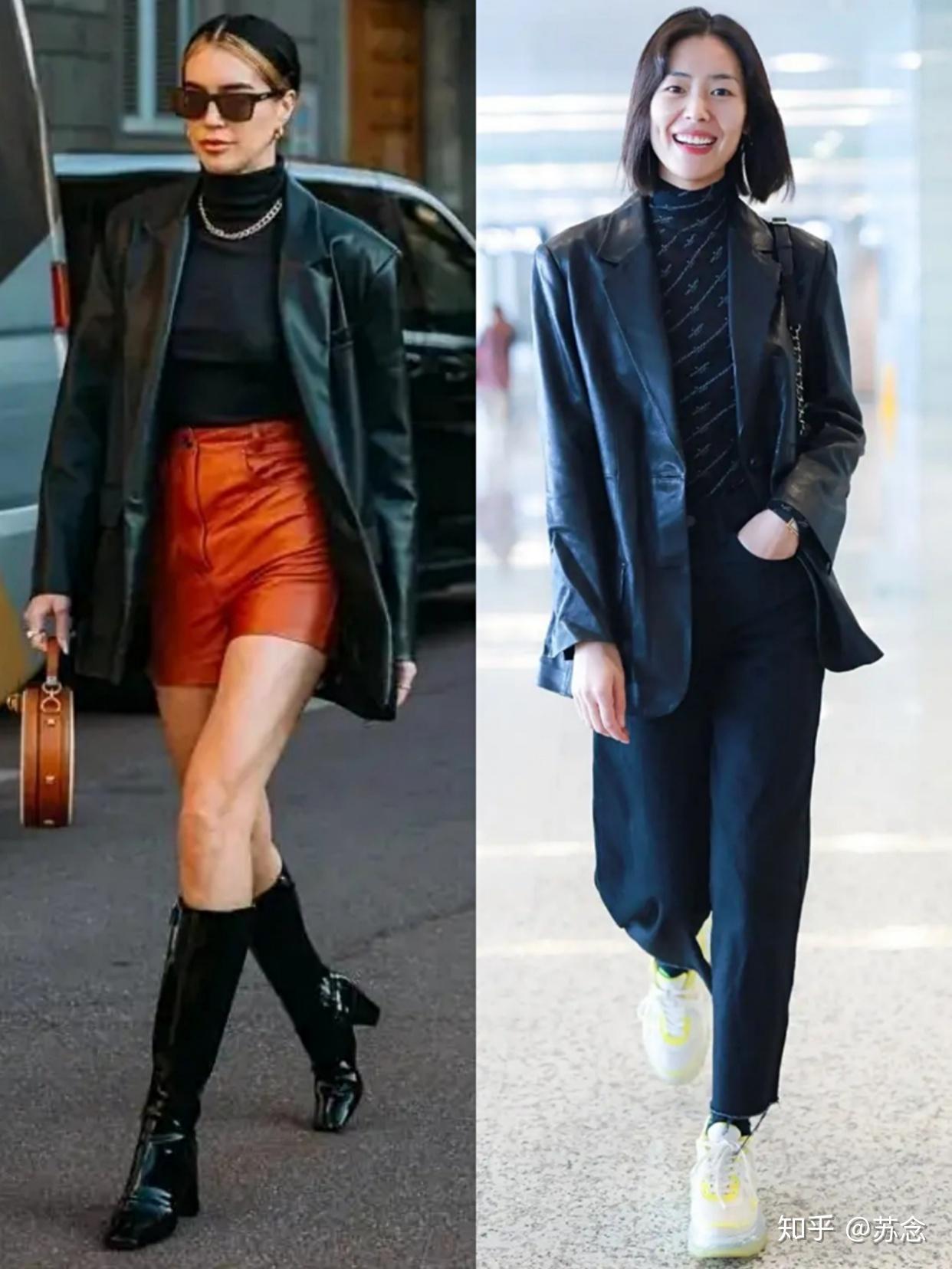 鲁豫又瘦了穿皮衣配红裤子真招摇不过这套混搭风穿搭显瘦还酷
