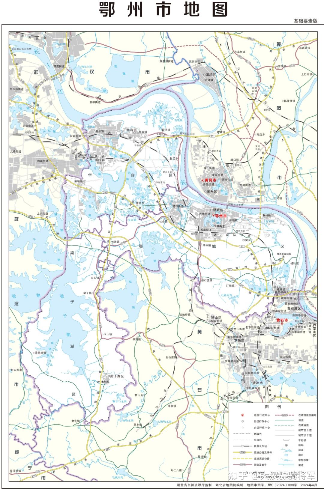 湖北省+13个地级市州2024年版高清行政图 - 知乎