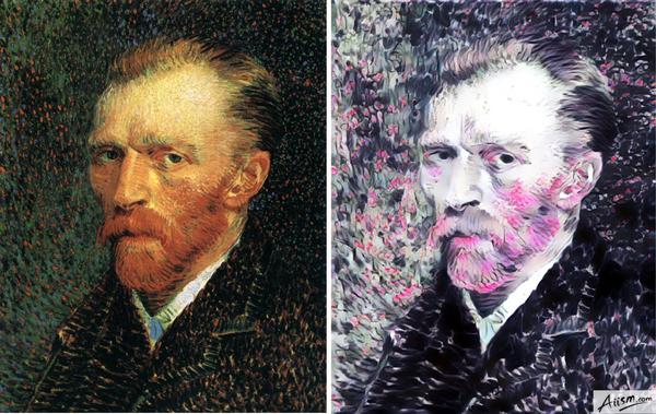 使用中国水墨画滤镜后的梵高像