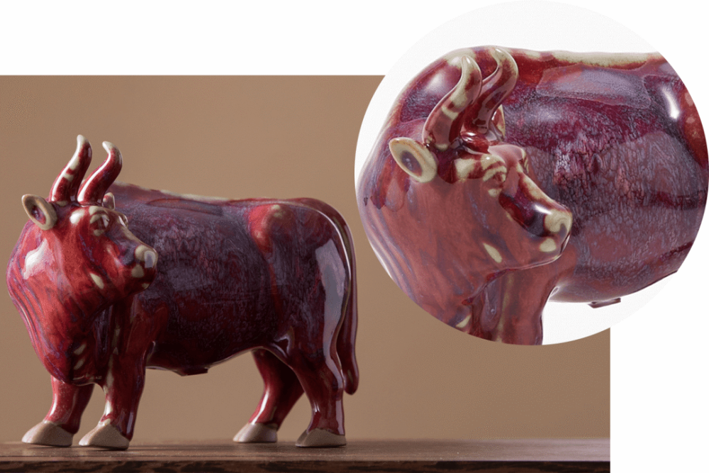 钧瓷艺术品 五牛纳祥 "大宋官窑"钧瓷《五牛纳祥》,非遗工艺,大师监制