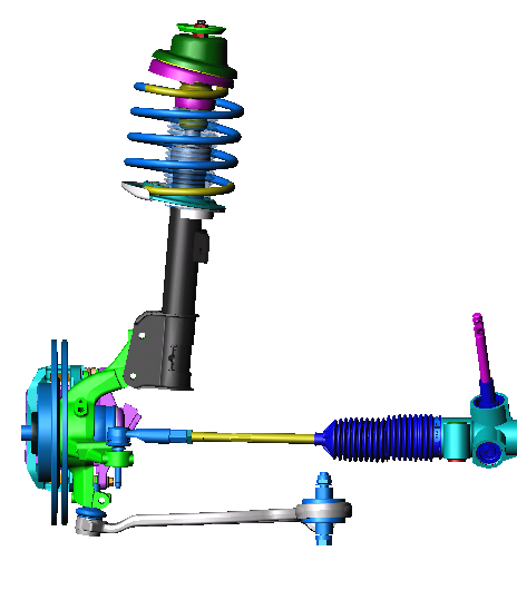 整体桥式非独立悬架整体桥(浮动桥)式非独立悬架结构如下图所示,左右