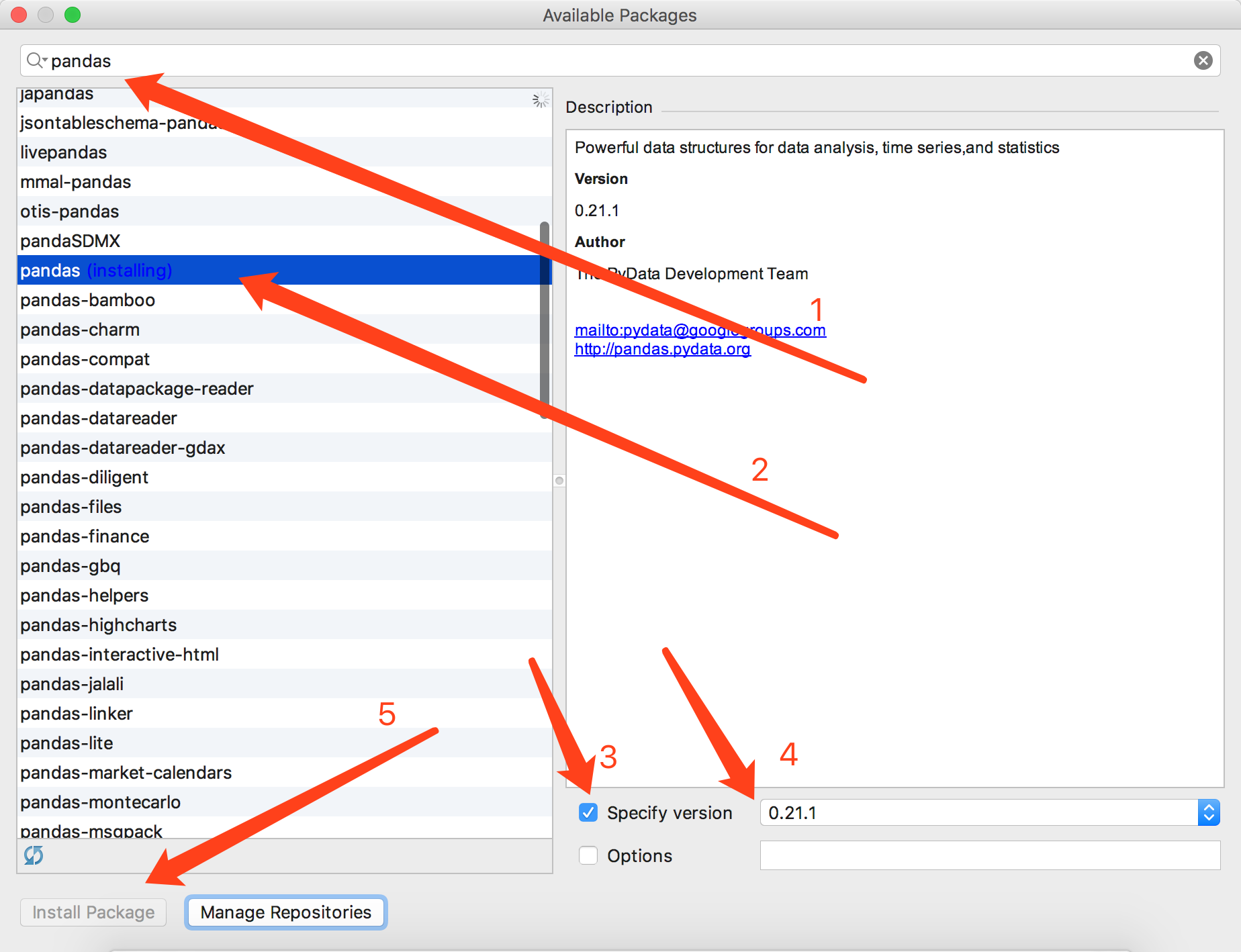 Как установить pandas в pycharm windows