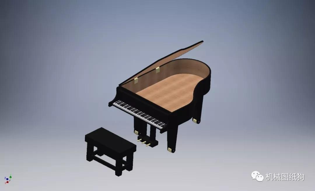 生活藝術piano簡易三角鋼琴模型3d圖紙inventor設計