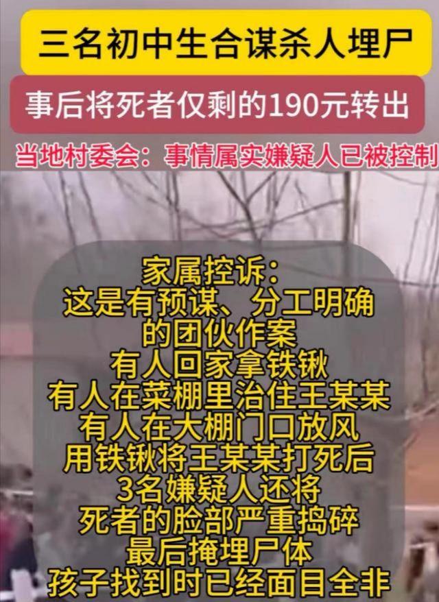 杀害同学的 3 名初中生已被刑拘,均为留守儿童,省公安厅介入,律师称不
