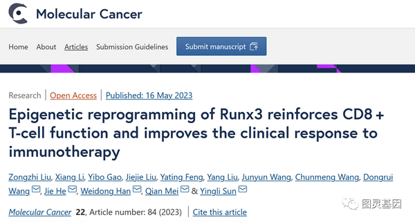 Mol Can 表观遗传重编程增强cd8 T细胞功能，并改善对免疫治疗的临床反应 知乎
