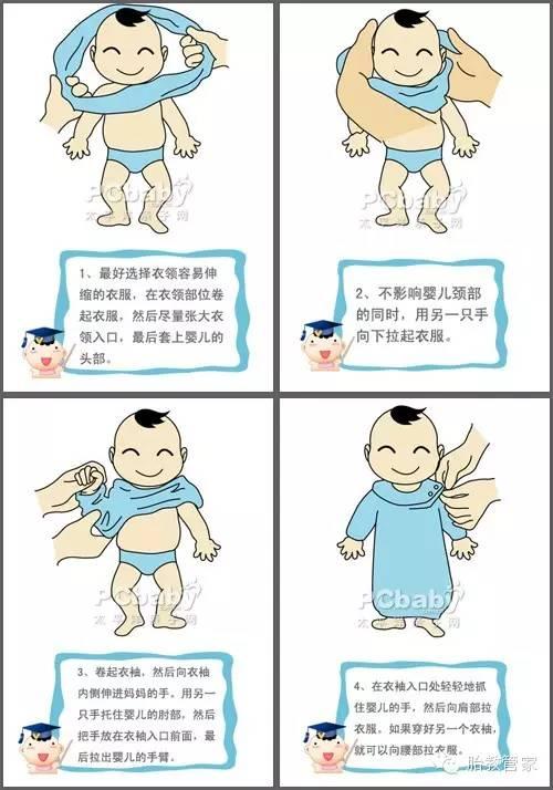 查看一下尿布是否需要更换,这样可以避免宝宝在穿衣服的过程中尿床,接