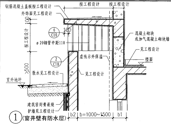 专题07j306c4钢筋混凝土板窗井顶部详图