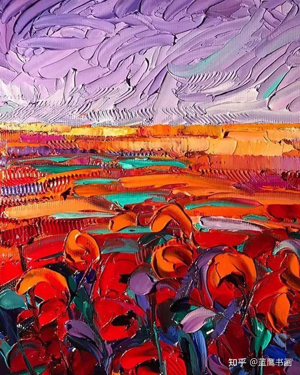 法国艺术家用刮刀创作油画作品色彩更加斑斓吸引欣赏者的心