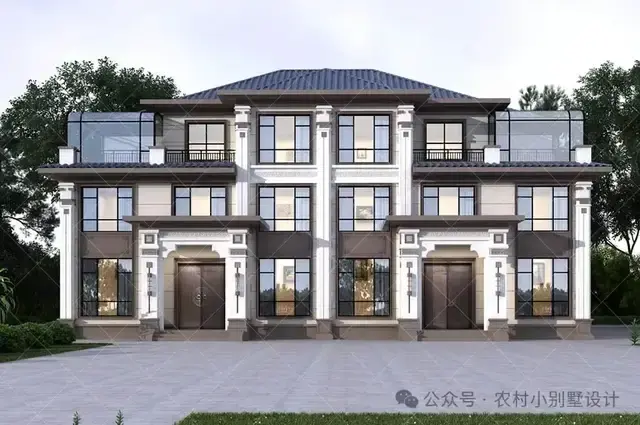 三层新中式兄弟双拼别墅效果图，30套农村双拼农村自建房别墅 - 知乎