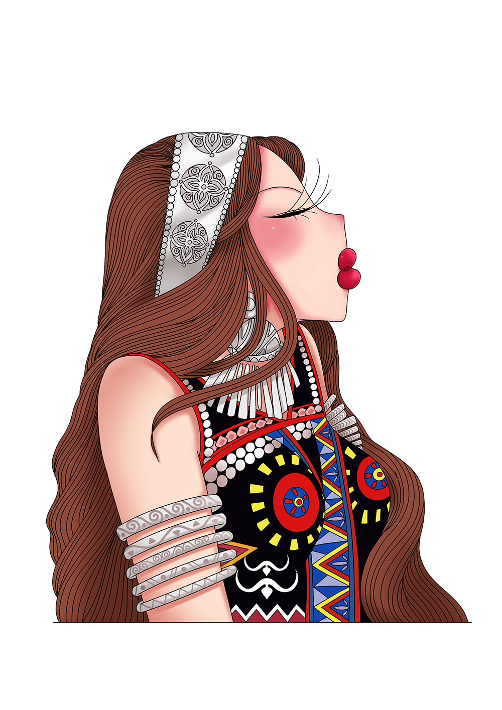 原创七彩云南民族风情插画