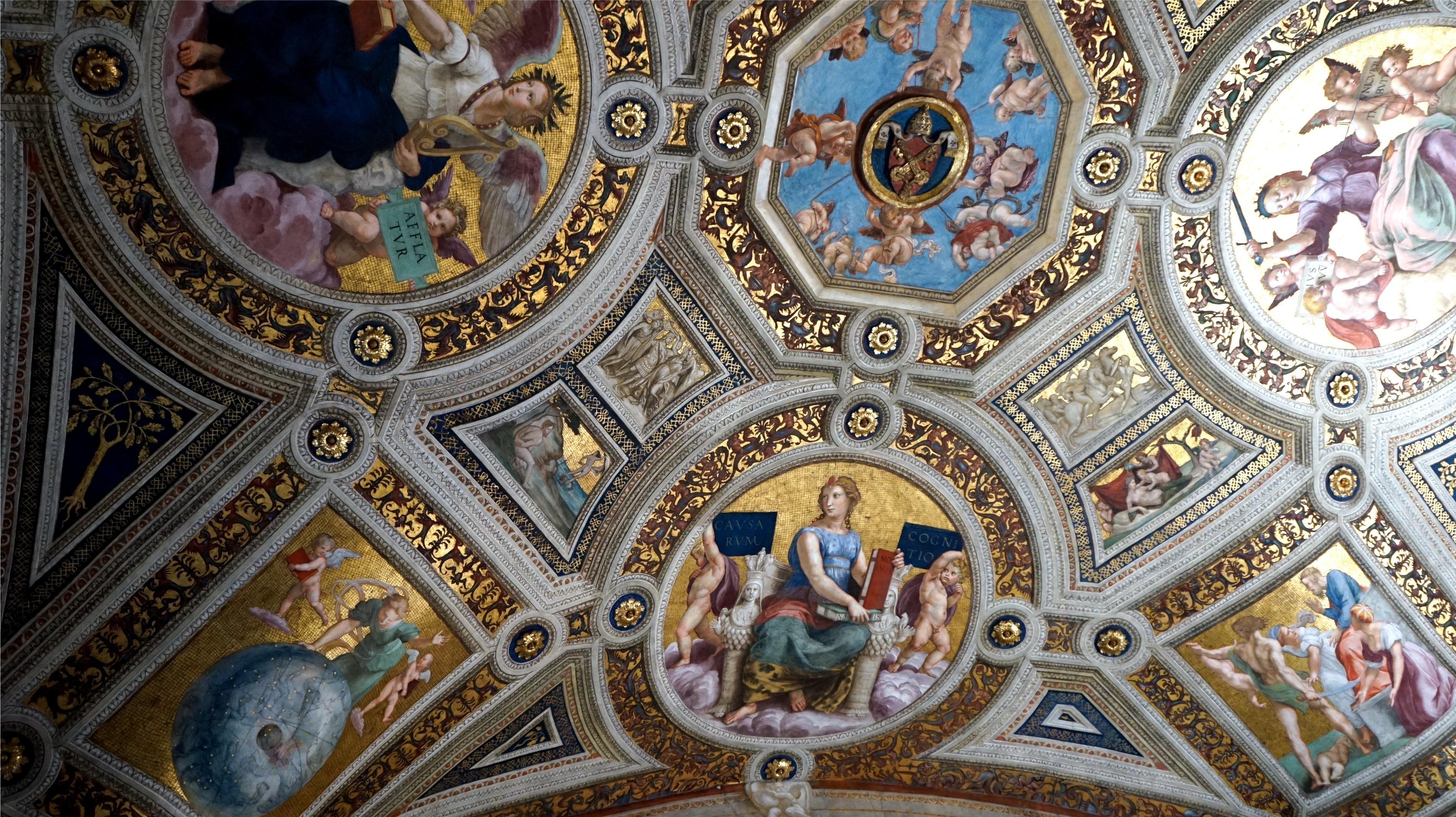 梵蒂冈博物馆8拉斐尔画室3签字厅壁画雅典学院圣礼之争帕尔纳斯山三德