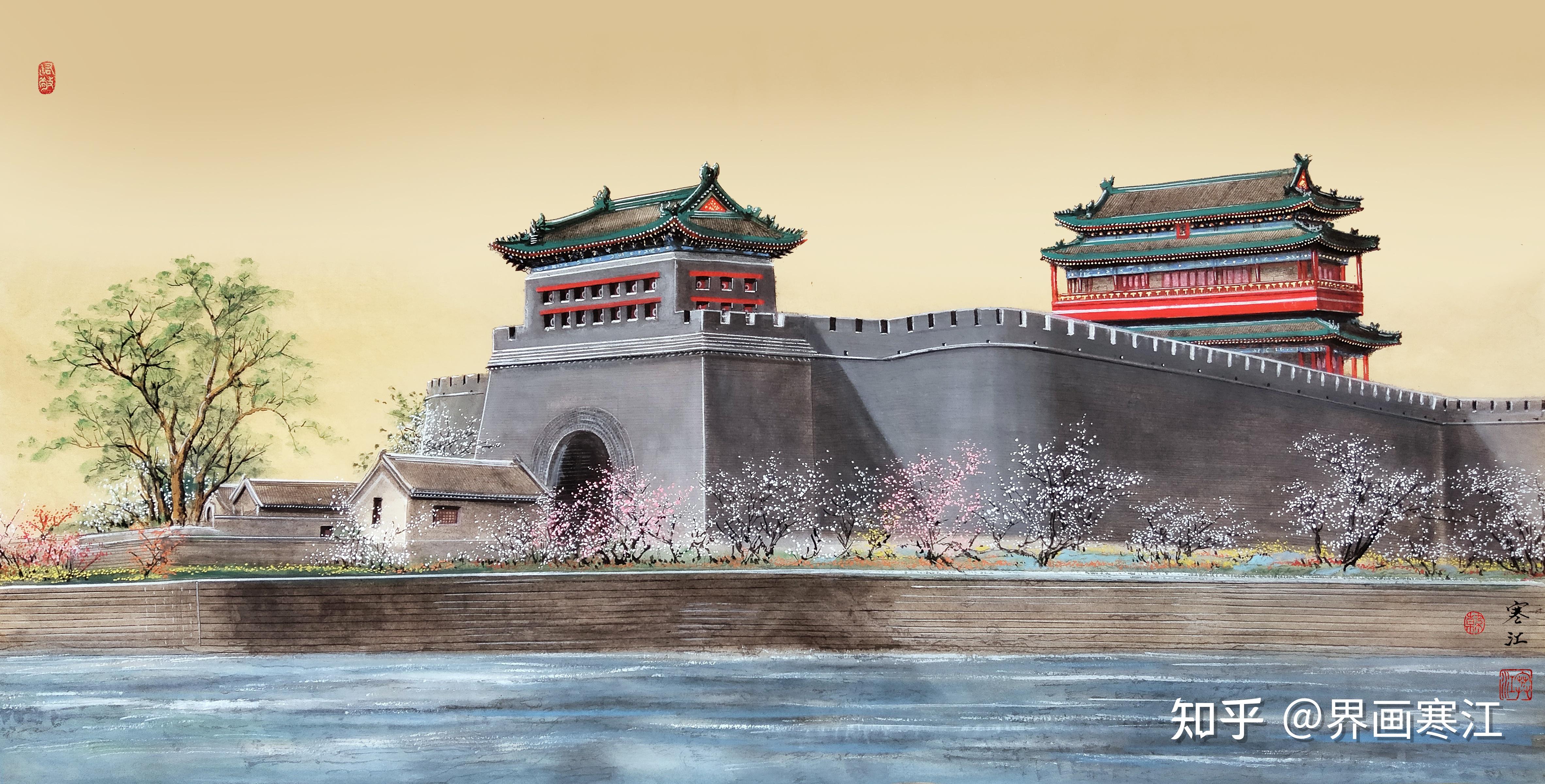 界画寒江---工笔界画《北京中轴线 . 永定门》(全图) - 知乎