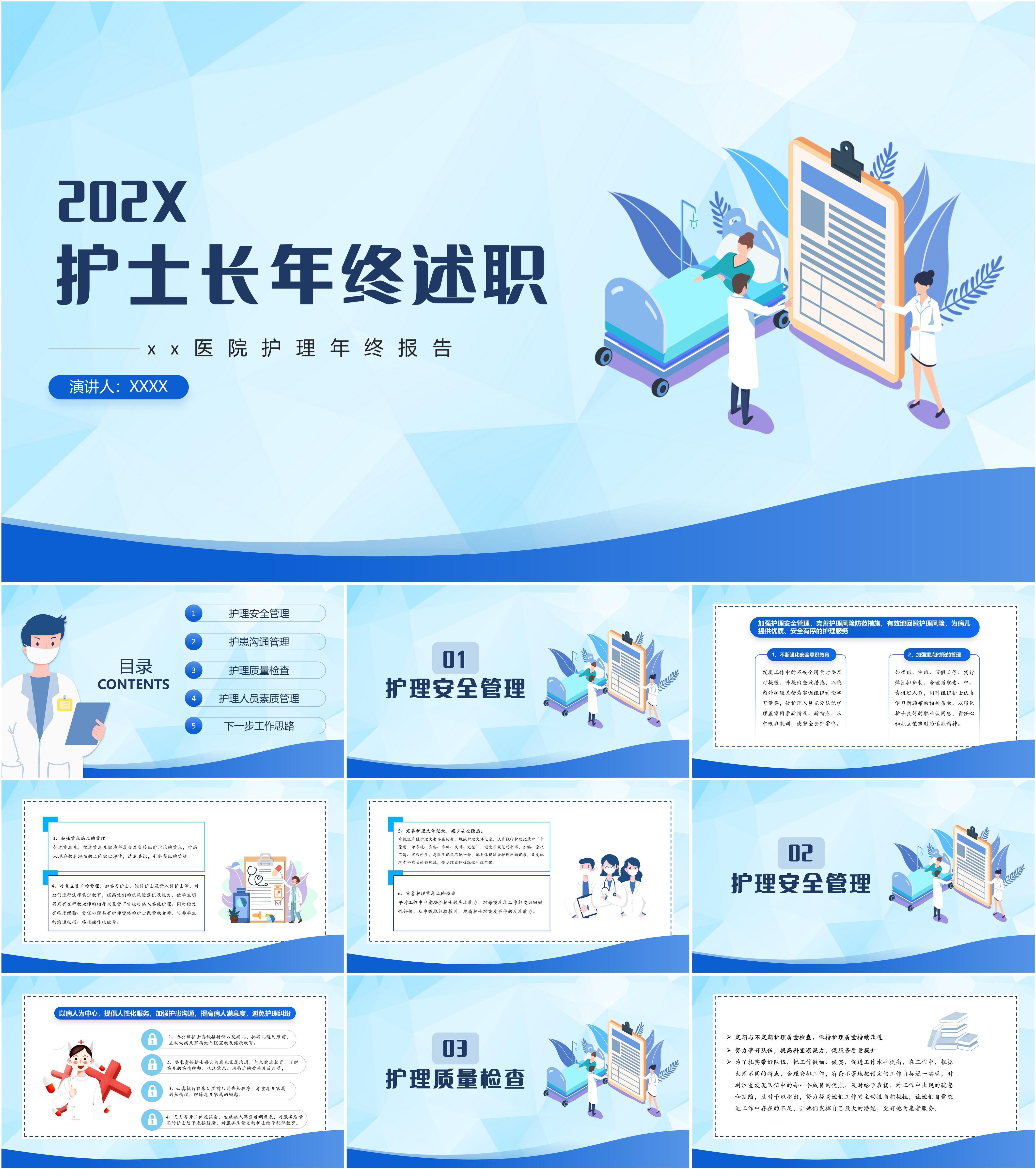 最新20套高质量护士年终总结&护士长年终总结ppt模板!