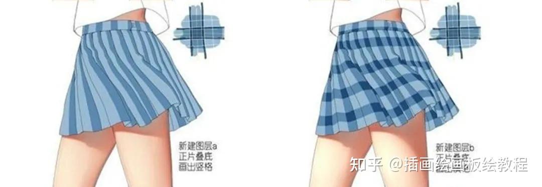 新手百褶裙画法教学简单易学教你画好看的格纹百褶裙