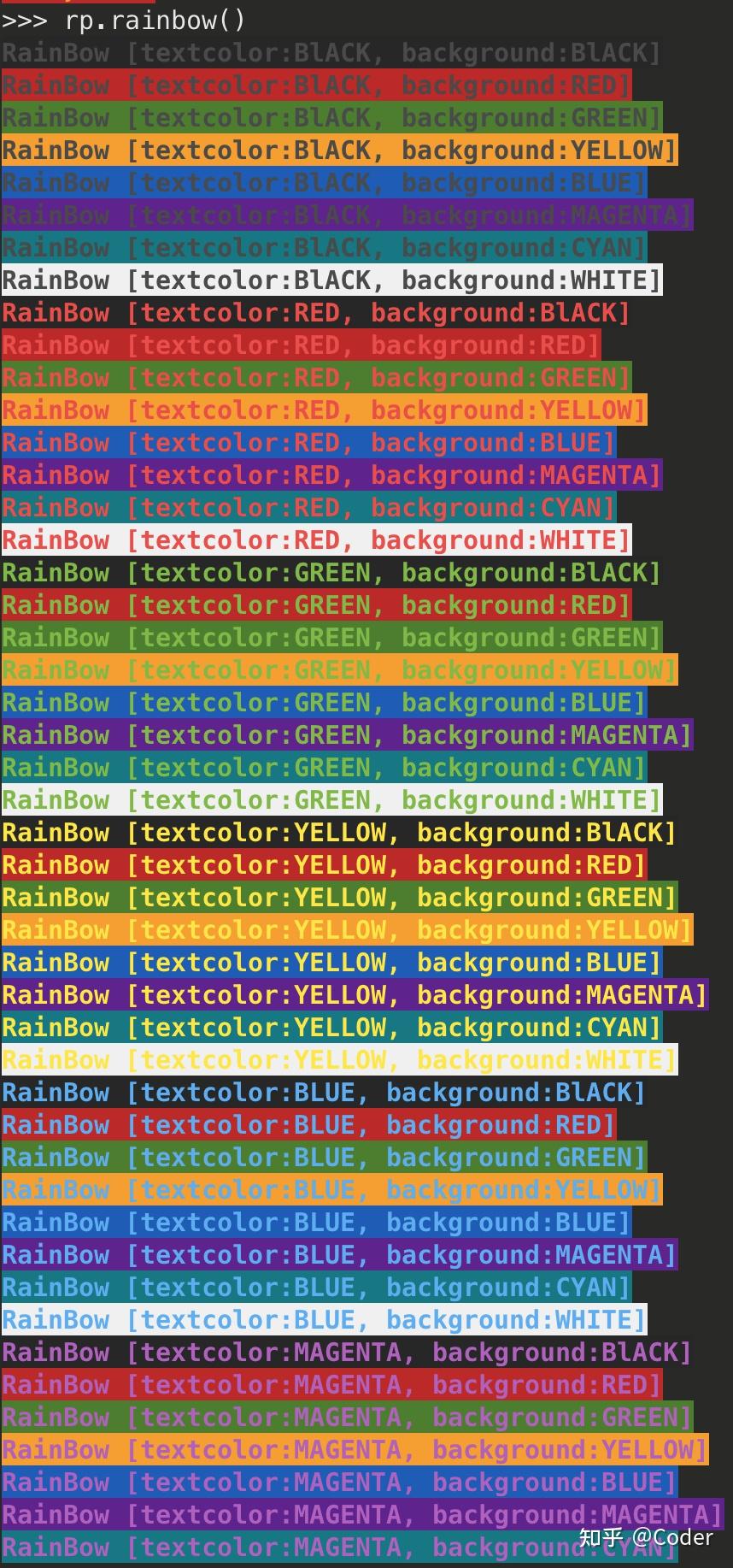 Python 彩色打印--RainbowPrint库 - 知乎