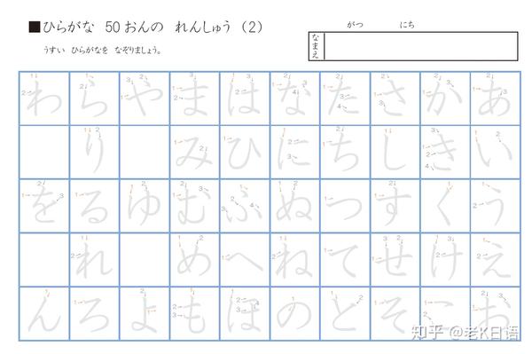 日语50音卡片 50音字帖 50音表海报版 超详细超全 知乎