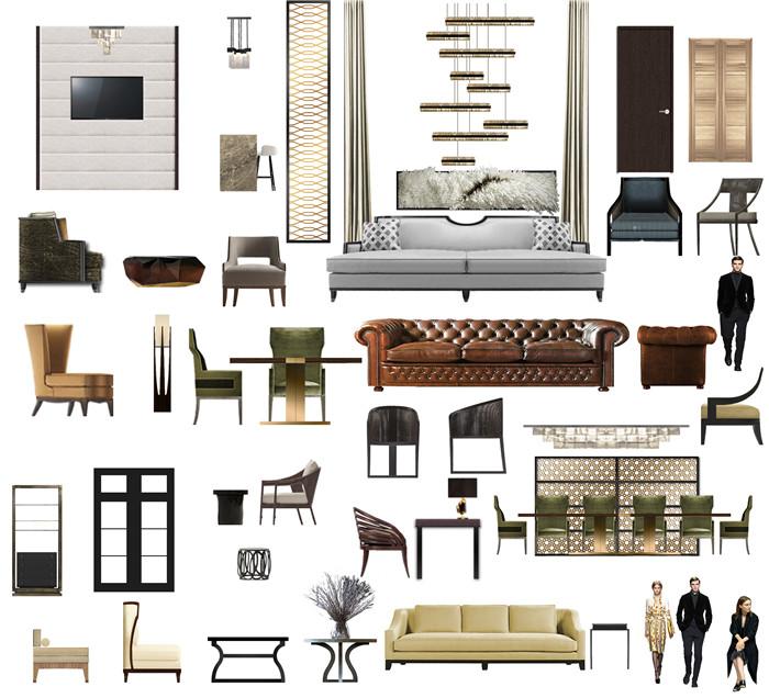 干货最新室内设计ps彩屏图平立面户型方案家具彩色素材要不要psd原图