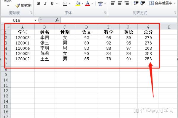 excel按总分降序排列的方法 - 知乎