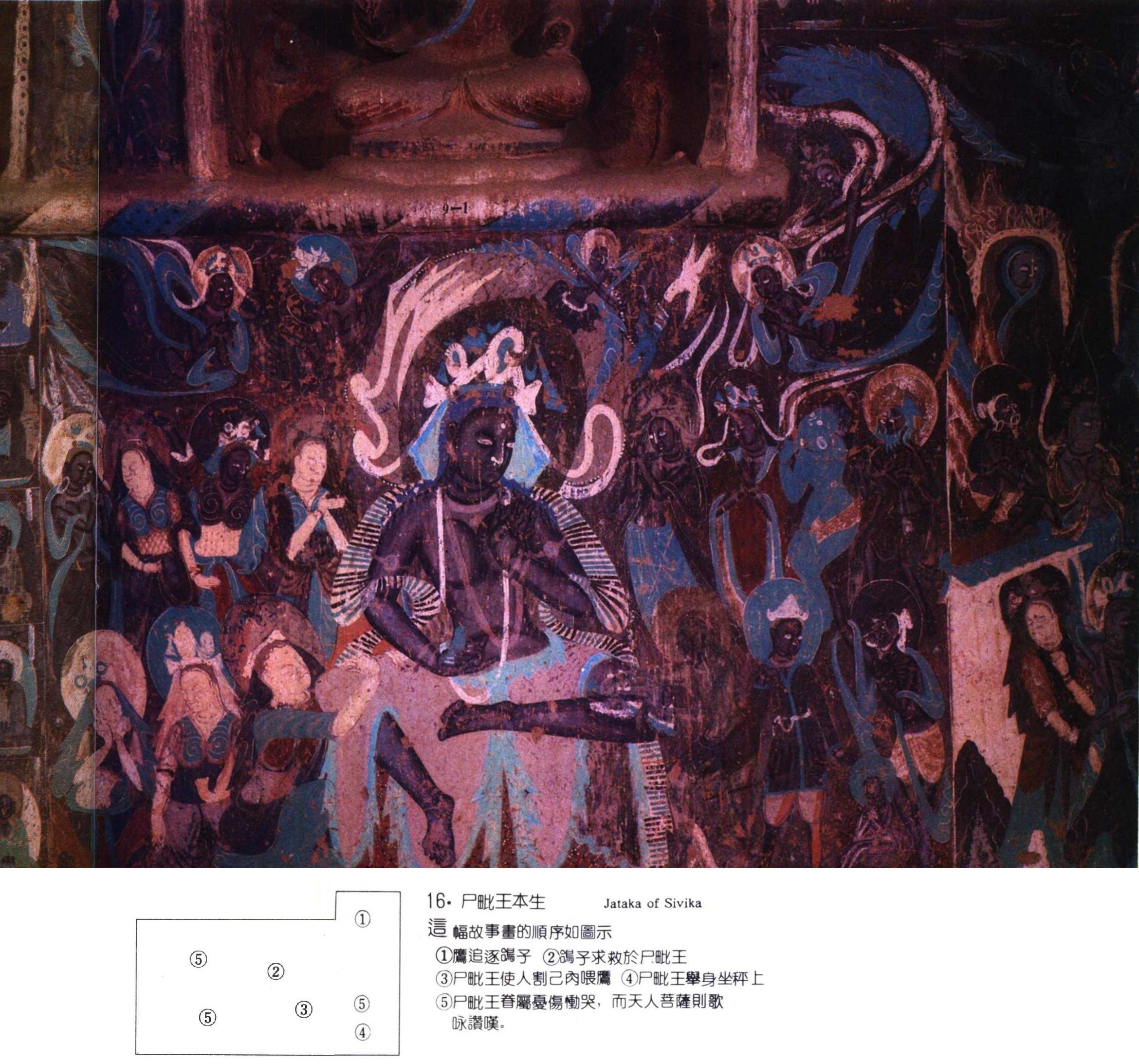 【神游千年,大美敦煌】北魏-254窟【4】佛本生:尸毗王割肉故事【高清