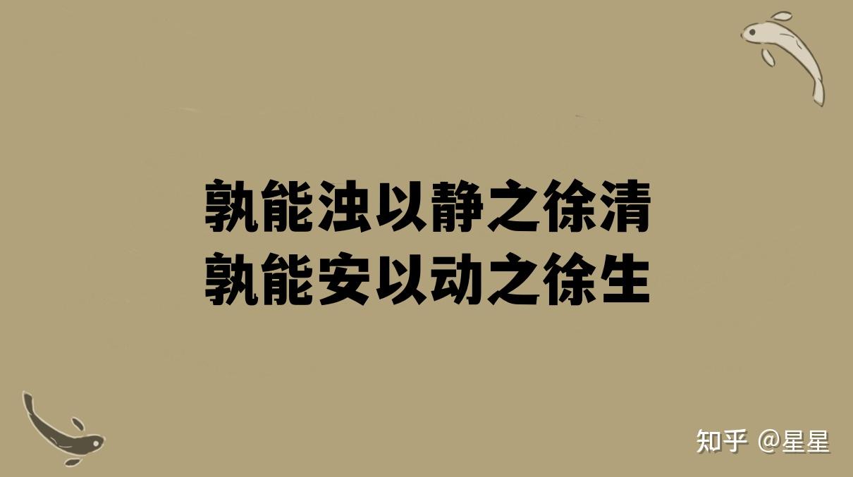 孰能浊以静之徐清,孰能安以动之徐生 - 知乎