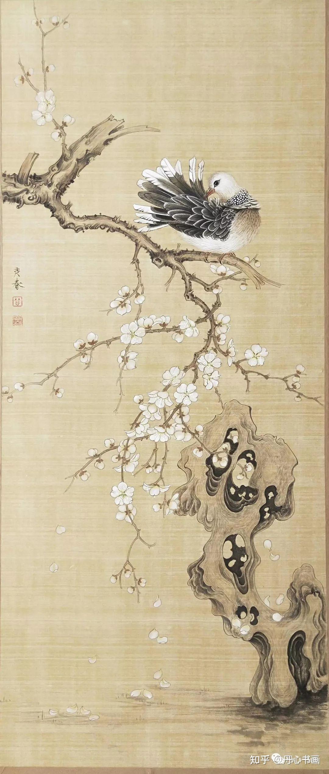 画家楚彦春复古风工笔花鸟作品